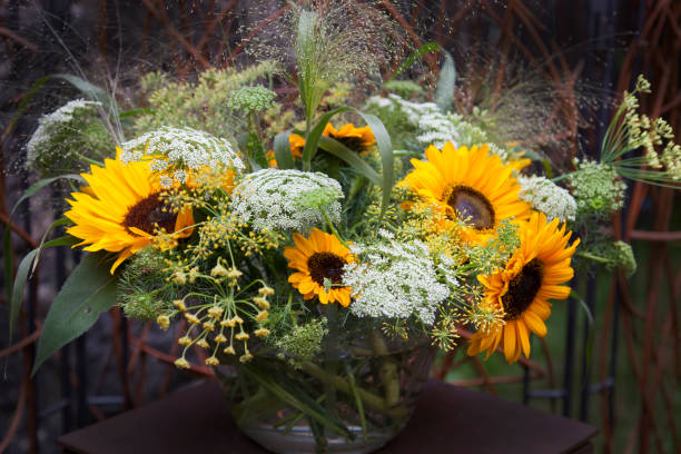 Girasoles y Follaje blanco