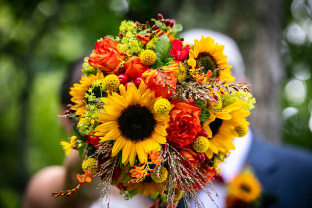 Ramo de girasoles con rosas rojas